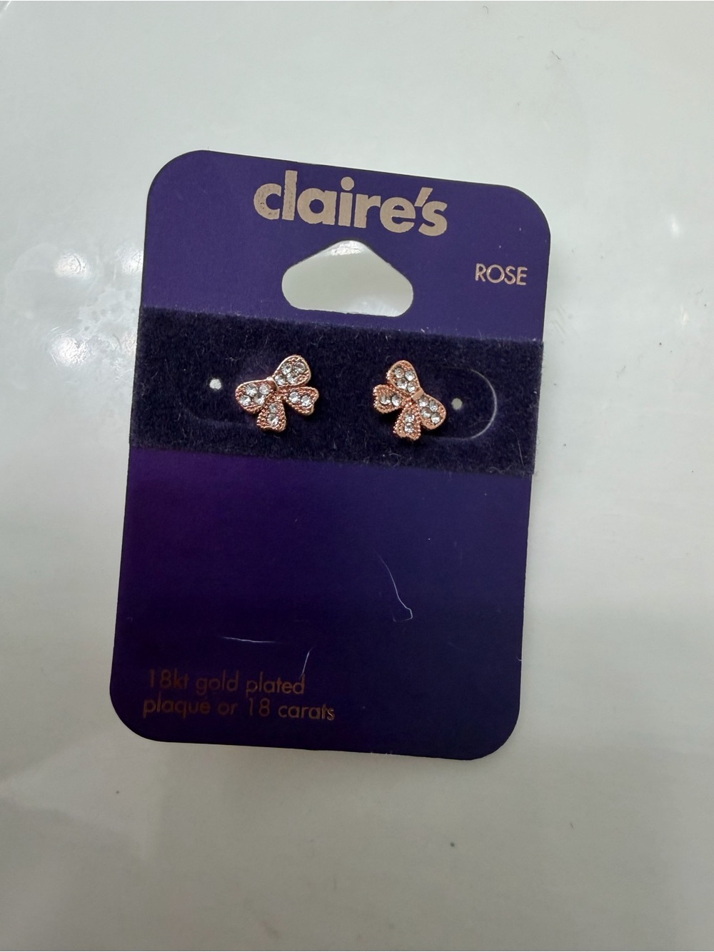 Claire's Rose 18kt Gold Plated Bow Earrings